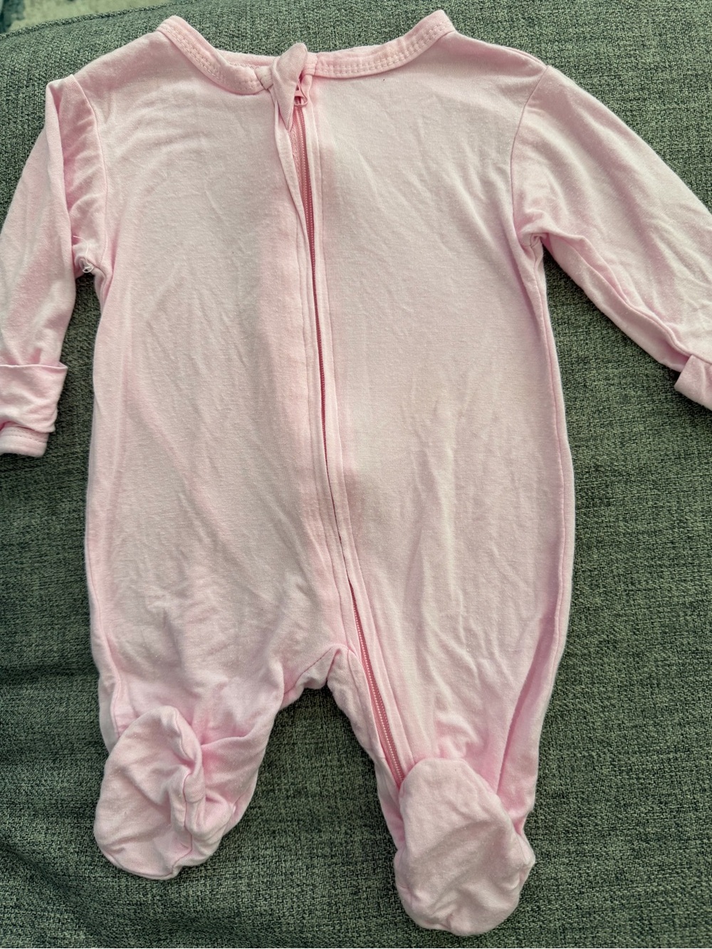 Aablexema Newborn Bamboo Cozy Pink Footed One-Piece Pajama Front 2 way Zip GUC